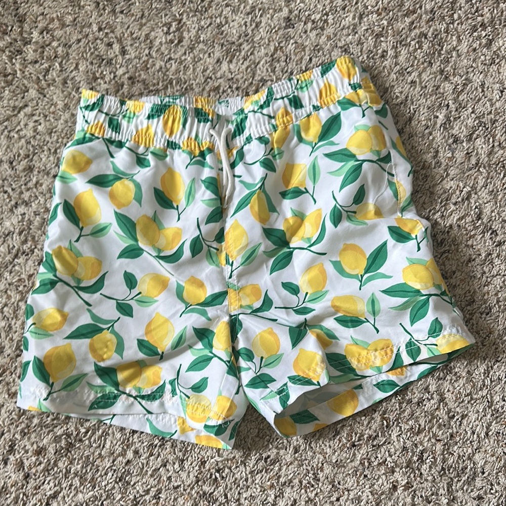 Janie and Jack Lemon Print Swim Trunks - Yellow and Green